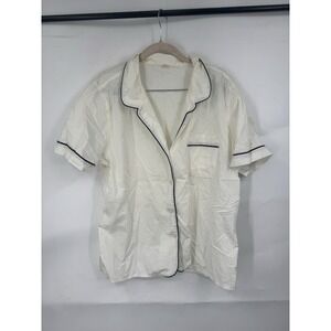J. Crew Button Front Short Sleeve Lounge where Sleep Shirt Women XL White
